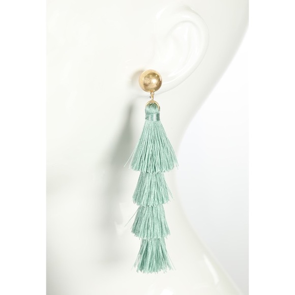 Tiered Tassel Earrings Pink - Picture 6 of 8